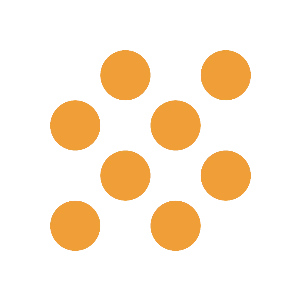 Orange grain dots symbol for food additive with some concerns (E number classification – ORANGE level).