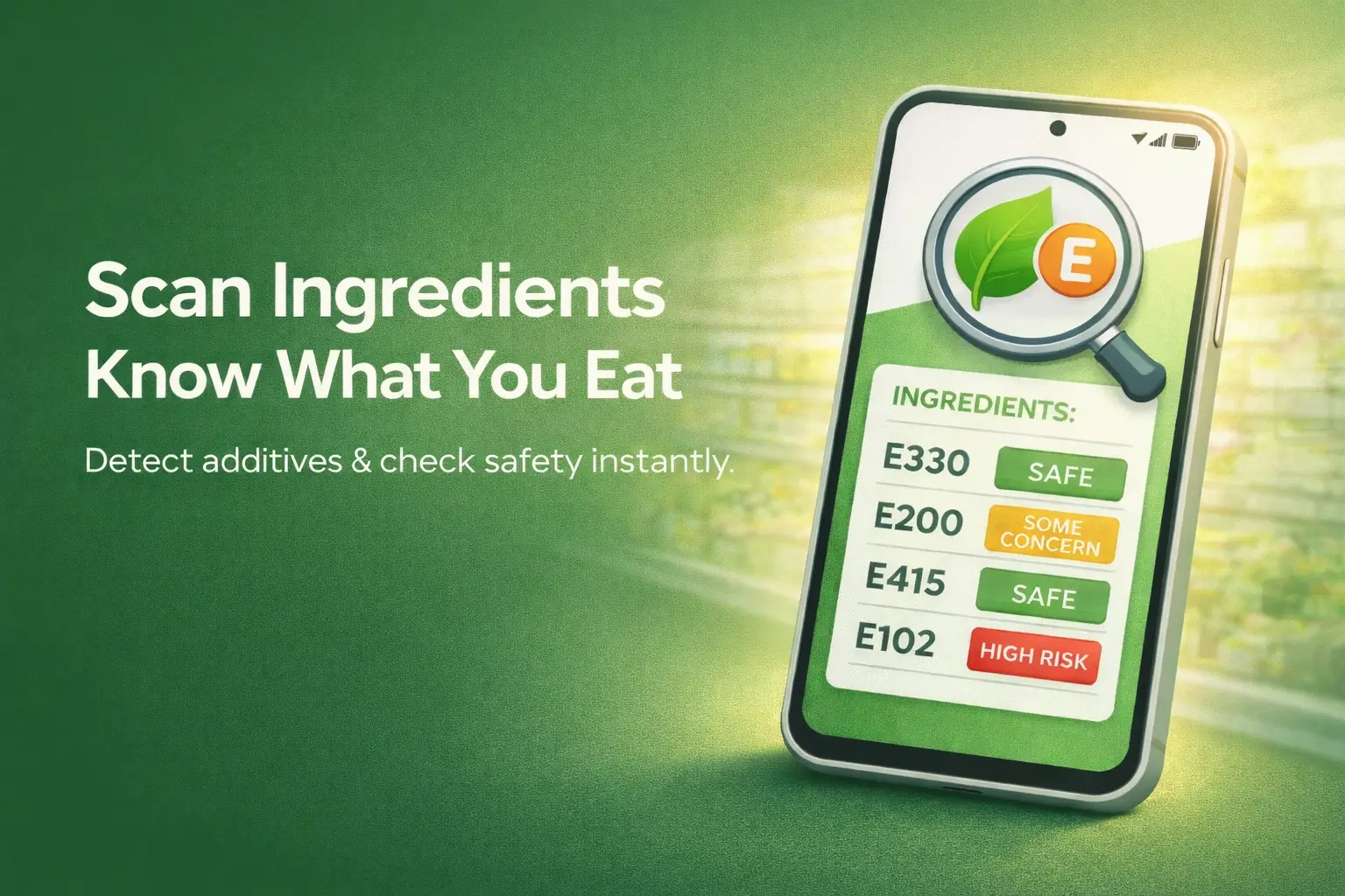 Food additives scanner application app banner